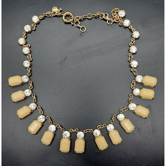 J.Crew Statement Necklace Neutral Cream Beads & Crystals Collar Signed 19" - Picture 6 of 9